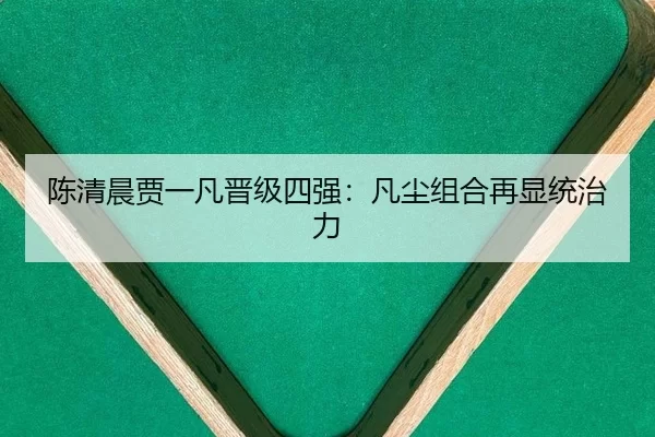 陈清晨贾一凡晋级四强：凡尘组合再显统治力 - kaiyun app
